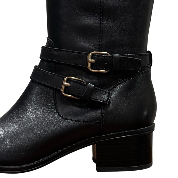 NWOT Bandolino Carlotta Riding Boots Leather Size 5M Black Cognac Zipper - Picture 8 of 12